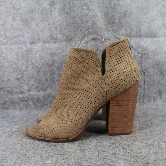 Dolce Vita Shoes Womens 7.5 Bootie Fashion Open Toe Cutout Chunky Heel Olive Zip - Picture 4 of 15